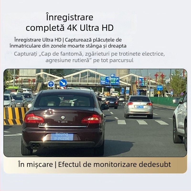 Iron General dash cam 4K Ultra-Clear cu înregistrare panoramică 360°, unghi de vizualizare 170°, ecran de 3,0 inch, monitorizare parcare și vedere de noapte îmbunătățită