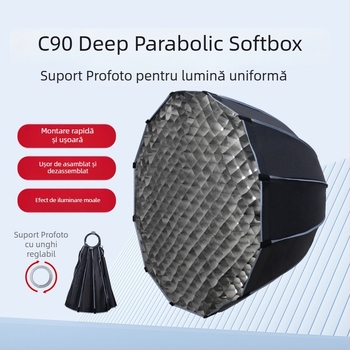 Softbox cu plasă pentru iluminat Godox, design parabolic profund, montaj rapid, construcție din aliaj de aluminiu, încărcare maximă 2–5 kg