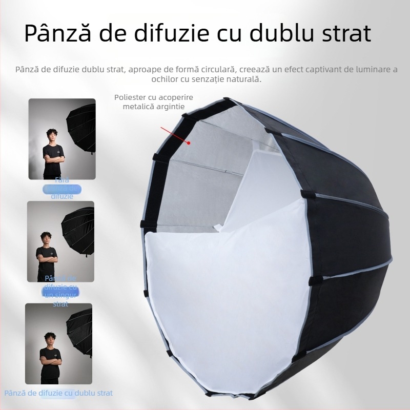 Softbox cu plasă pentru iluminat Godox, design parabolic profund, montaj rapid, construcție din aliaj de aluminiu, încărcare maximă 2–5 kg
