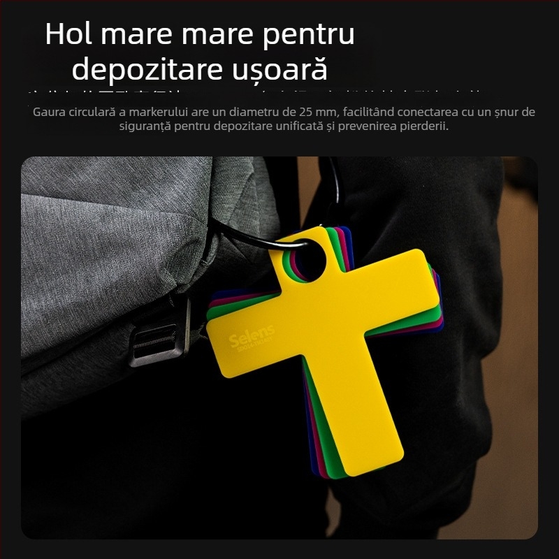 Accesorii foto pentru producții de film și televiziune: marker de poziționare în formă de T fluorescent pentru studio, acrilic, model Sdo 14 - tm 140, greutate 23,5 g