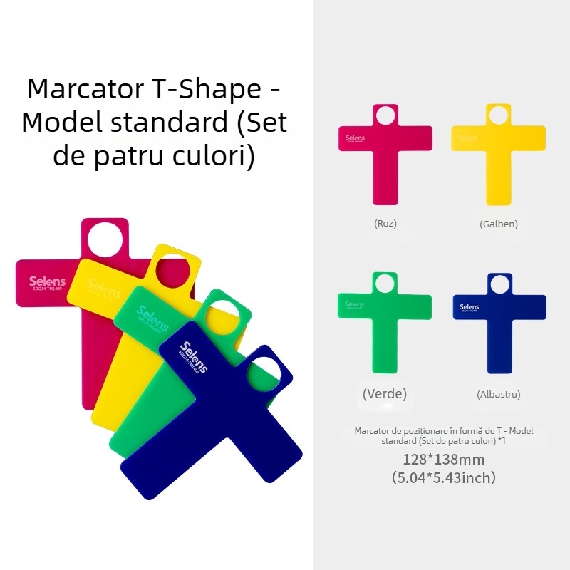 Accesorii foto pentru producții de film și televiziune: marker de poziționare în formă de T fluorescent pentru studio, acrilic, model Sdo 14 - tm 140, greutate 23,5 g