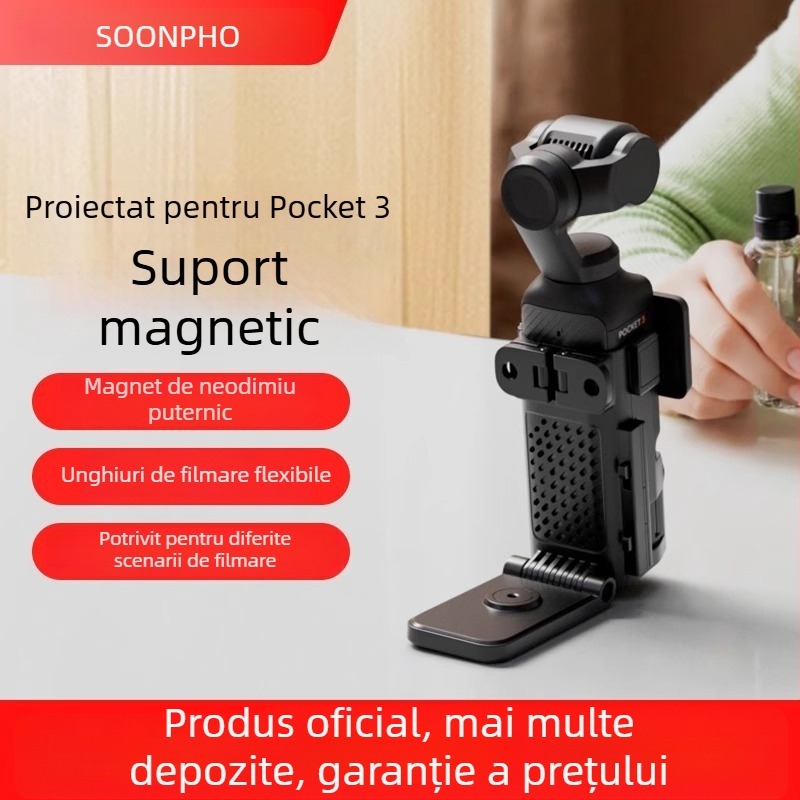 Suport de birou pentru DJI Pocket 3 – bază magnetică, ventuză auto, accesoriu pentru cameră multifuncțional (Model V3275)