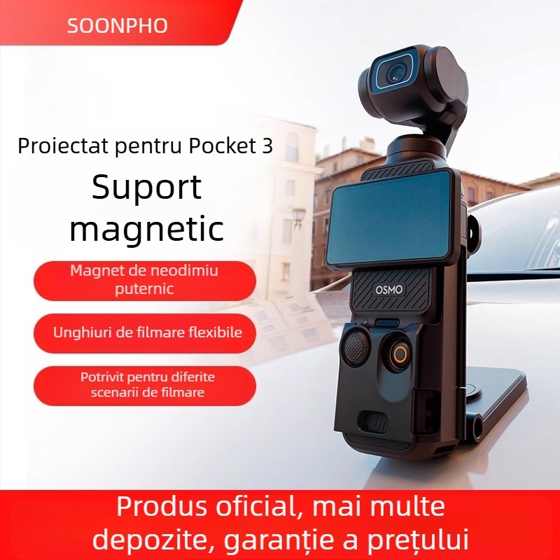 Suport de birou pentru DJI Pocket 3 – bază magnetică, ventuză auto, accesoriu pentru cameră multifuncțional (Model V3275)