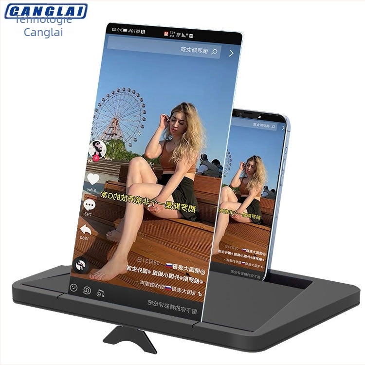 Suport amplificator de ecran pentru telefon mobil, model X7, material ABS + lentilă acrilică, CANGLAI, compatibil universal, utilizare Live Desktop