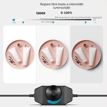 Lampă de fotografie fără umbre pentru produse – LED, reglabilă, luminozitate ajustabilă, model Zc-Mb180ss