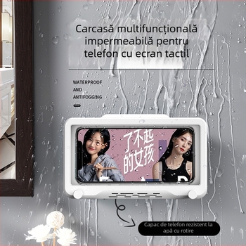 Suport pentru telefon de baie, impermeabil, cu bază rotativă, montat pe perete, din plastic