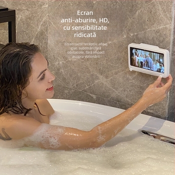 Suport pentru telefon de baie, impermeabil, cu bază rotativă, montat pe perete, din plastic