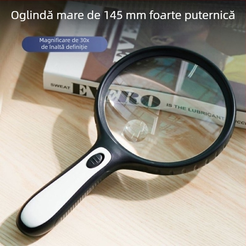 30x lupă de citire, cu iluminare, manuală, pentru seniori, lupă HD
