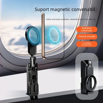 Suport pentru telefon cu ventuză magnetică, suport de călătorie portabil, a cincea generație, ABS + aliaj de aluminiu