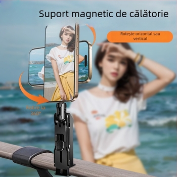 Suport pentru telefon cu ventuză magnetică, suport de călătorie portabil, a cincea generație, ABS + aliaj de aluminiu