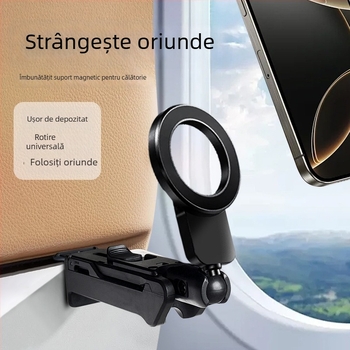 Suport pentru telefon cu ventuză magnetică, suport de călătorie portabil, a cincea generație, ABS + aliaj de aluminiu