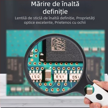 Lupa de mână cu LED, lentilă optic de înaltă definiție pentru citire la vârsta a treia, model 6902