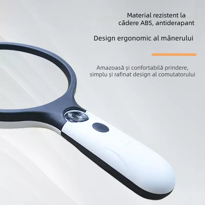 Lupa de mână cu LED, lentilă optic de înaltă definiție pentru citire la vârsta a treia, model 6902