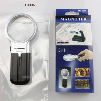 Chuda lupă de birou cu LED, pliabilă, 3x mărire, 2 în 1 ochelari de citire, model 7006, portabil