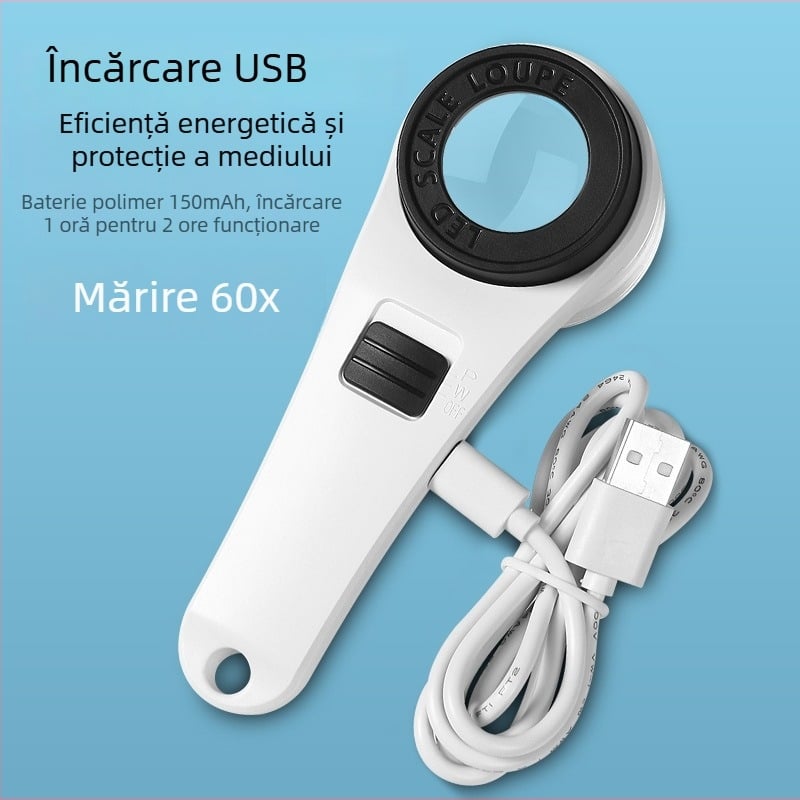 Lupa de mână Sun Fire, mărire 10x, lentilă din sticlă K9, disponibile mărci private licențiate