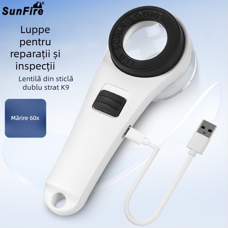 Lupa de mână Sun Fire, mărire 10x, lentilă din sticlă K9, disponibile mărci private licențiate