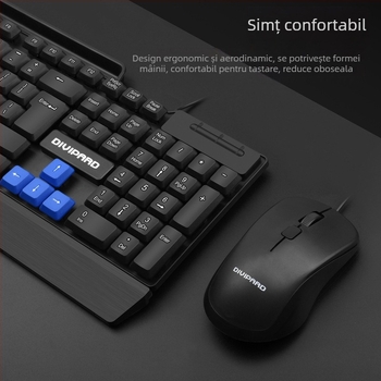 Tastatură cu fir pentru desktop, 104 taste, interfață USB, cablu de 1,35 m, fără iluminare de fundal