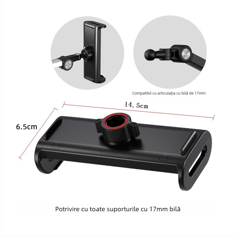 Suport de birou pentru tablete și telefoane — prindere reglabilă și rotativă, aliaj de aluminiu, sistem anti-vibrații, compatibil universal