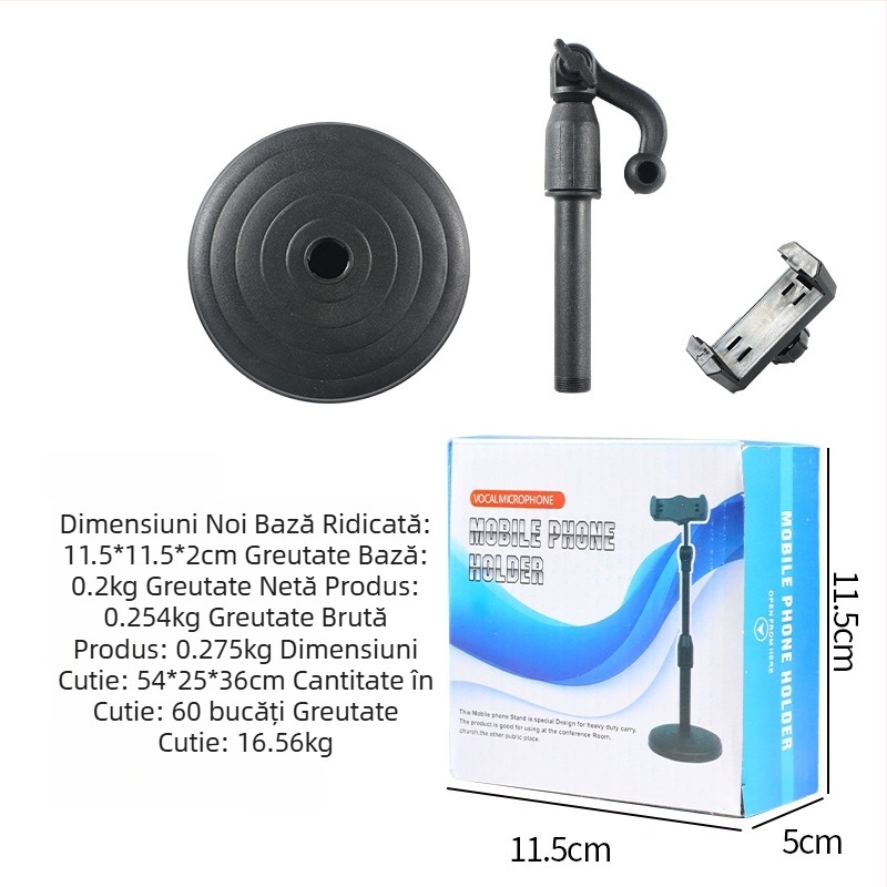 Stativ de birou telescopic pentru telefon și tabletă — Universal, Model Support, Cod Sjzj20, pentru videoclipuri scurte