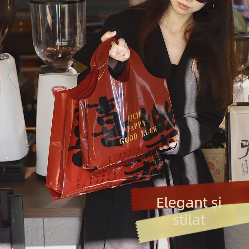 Hongshen Geantă pentru haine din PE cu imprimare a siglei, personalizabilă, sursă de export cross-border exclusivă, stil pictat manual