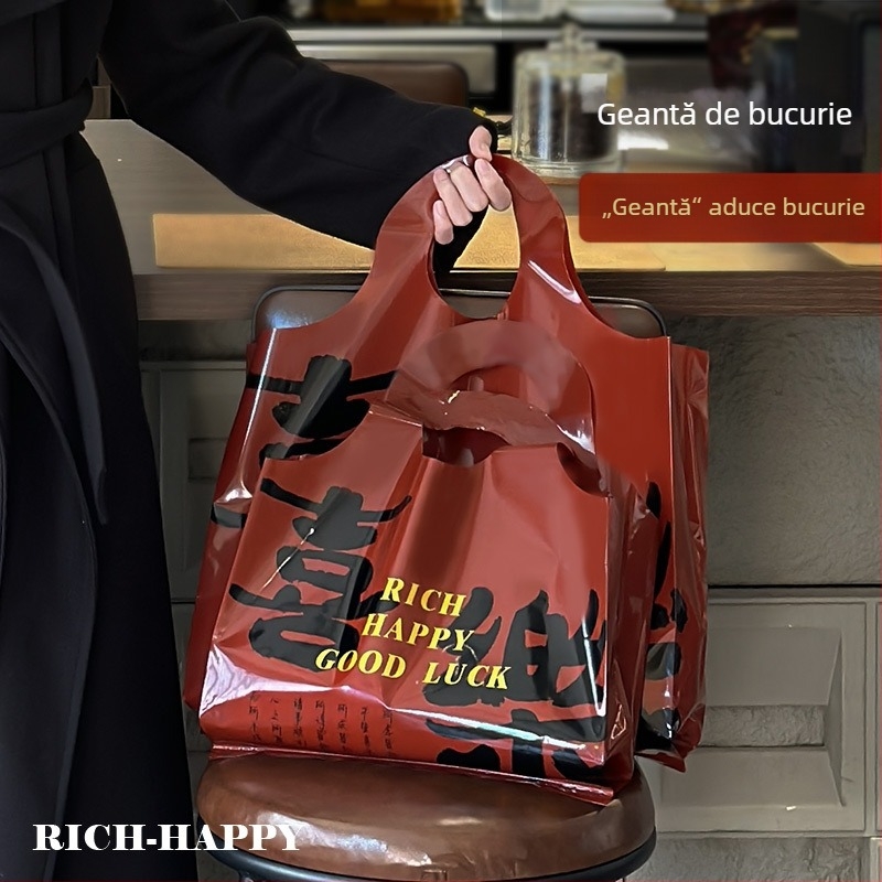 Hongshen Geantă pentru haine din PE cu imprimare a siglei, personalizabilă, sursă de export cross-border exclusivă, stil pictat manual