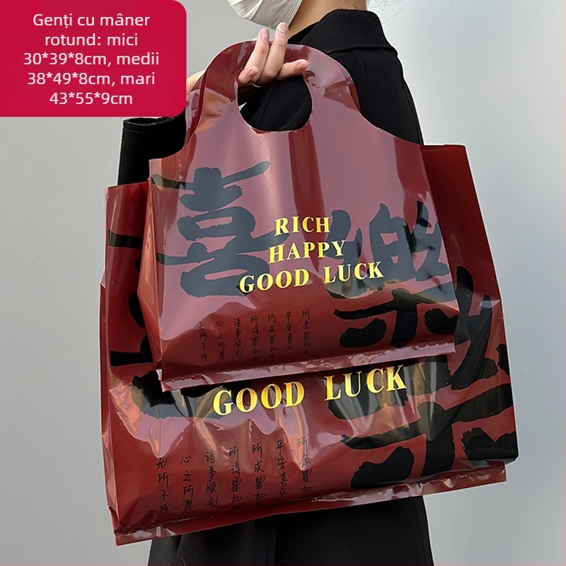 Hongshen Geantă pentru haine din PE cu imprimare a siglei, personalizabilă, sursă de export cross-border exclusivă, stil pictat manual