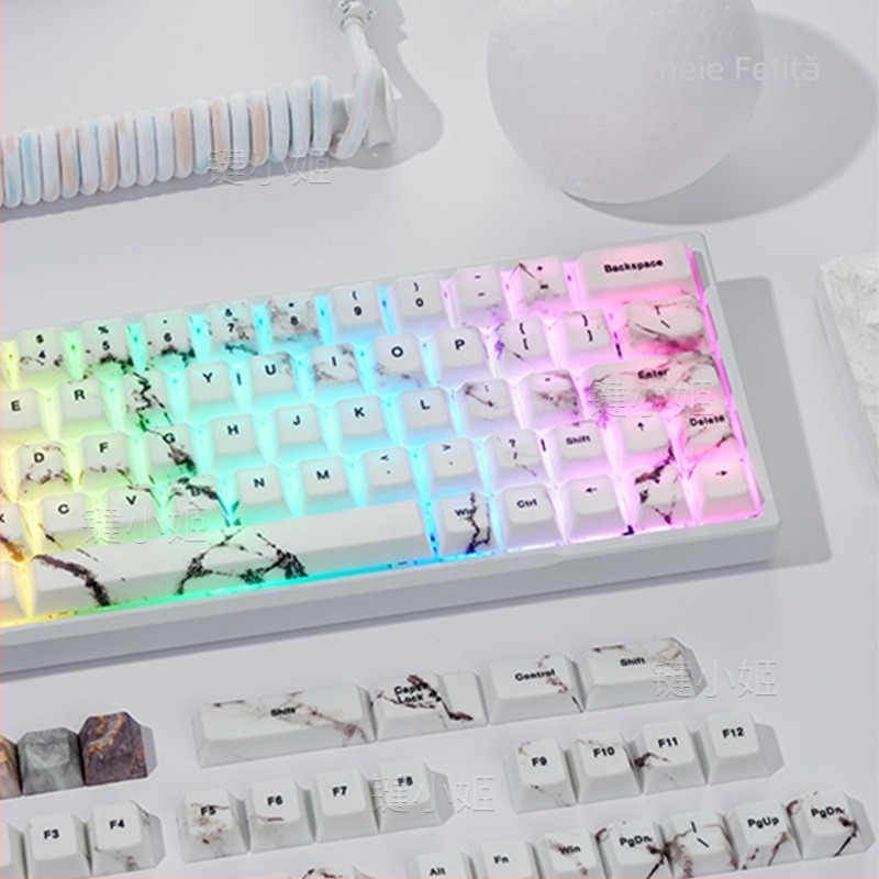 Set capace Marble 3.0 Autumn Scene, 130 taste, PBT transparent, sublimare + imprimare UV, în cutie