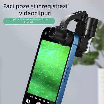 Lupa de mărire cu iluminare încorporată, 100x, portabilă pentru identificare în mișcare