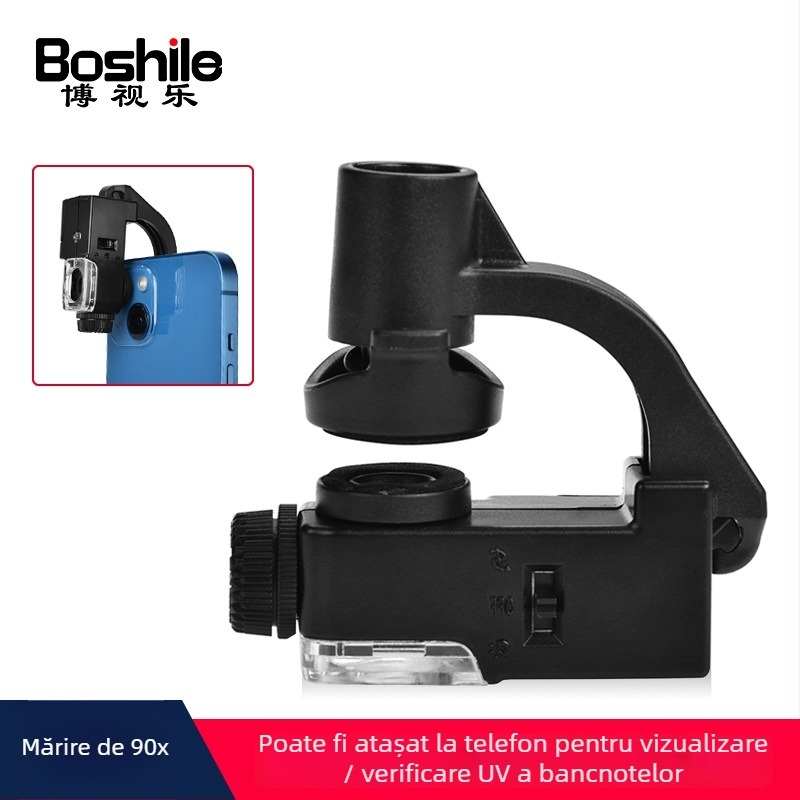 Lupa de mărire cu iluminare încorporată, 100x, portabilă pentru identificare în mișcare