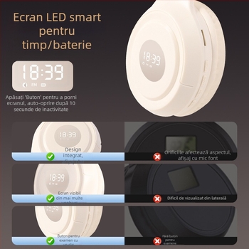 Căști pentru examenul de limba engleză la facultate: durată bateriei peste 8 ore, Bluetooth 5.4, rază de 10 m, afișaj digital, latență redusă pentru e-sports