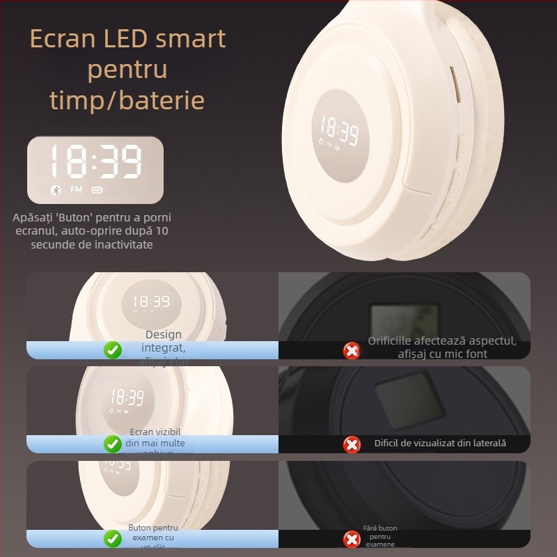 Căști pentru examenul de limba engleză la facultate: durată bateriei peste 8 ore, Bluetooth 5.4, rază de 10 m, afișaj digital, latență redusă pentru e-sports