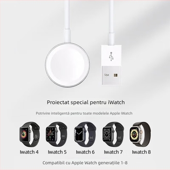 Bază de încărcare wireless magnetic pentru Apple iWatch, interfață USB, QC2.0, 5W, 1A