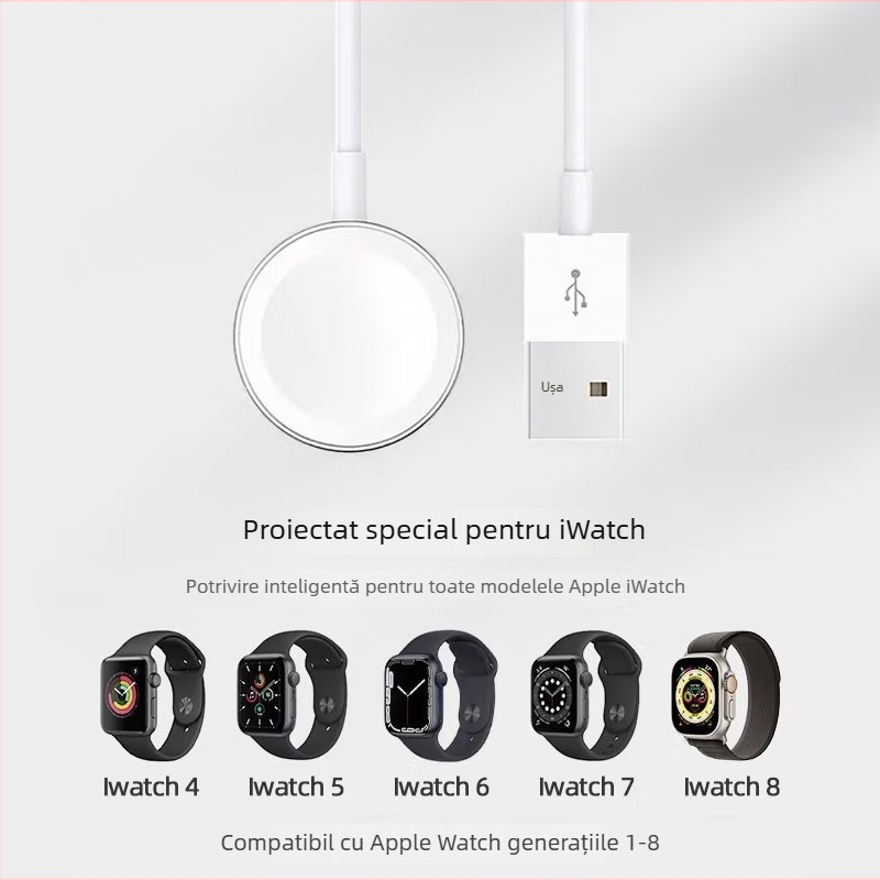 Bază de încărcare wireless magnetic pentru Apple iWatch, interfață USB, QC2.0, 5W, 1A