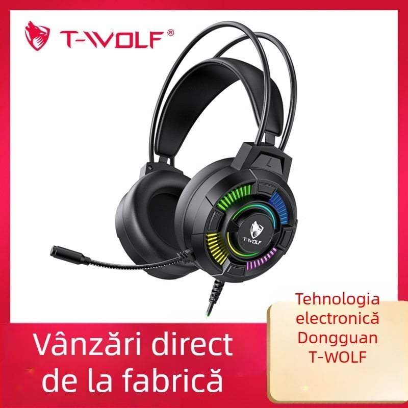 T-WOLF H140 headset de gaming cu fir, microfon, conector 3,5 mm, 290 g