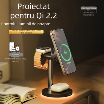 Qi2.2 Suport de încărcare wireless magnetic vertical 4-în-1 cu răcire pe bază de semiconductori — 25W maxim, 9V2A, QC 3.0, Afișaj digital, 5W/7.5W/10W/15W/25W