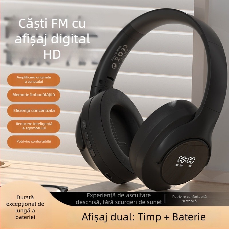 Căști Bluetooth cu bandă pentru cap, sunet stereo, Bluetooth 5.3, rază de 10 m, design sportiv