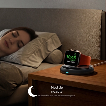 Încărcător wireless magnetic pentru smartwatch – pliabil, încărcare rapidă, stabil, ieșire 1A, 3W maxim