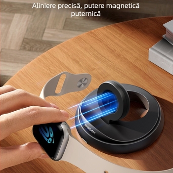 Încărcător wireless magnetic pentru smartwatch – pliabil, încărcare rapidă, stabil, ieșire 1A, 3W maxim