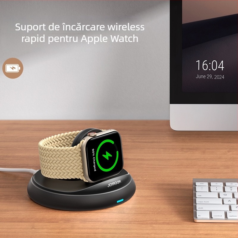 Încărcător wireless magnetic pentru smartwatch – pliabil, încărcare rapidă, stabil, ieșire 1A, 3W maxim