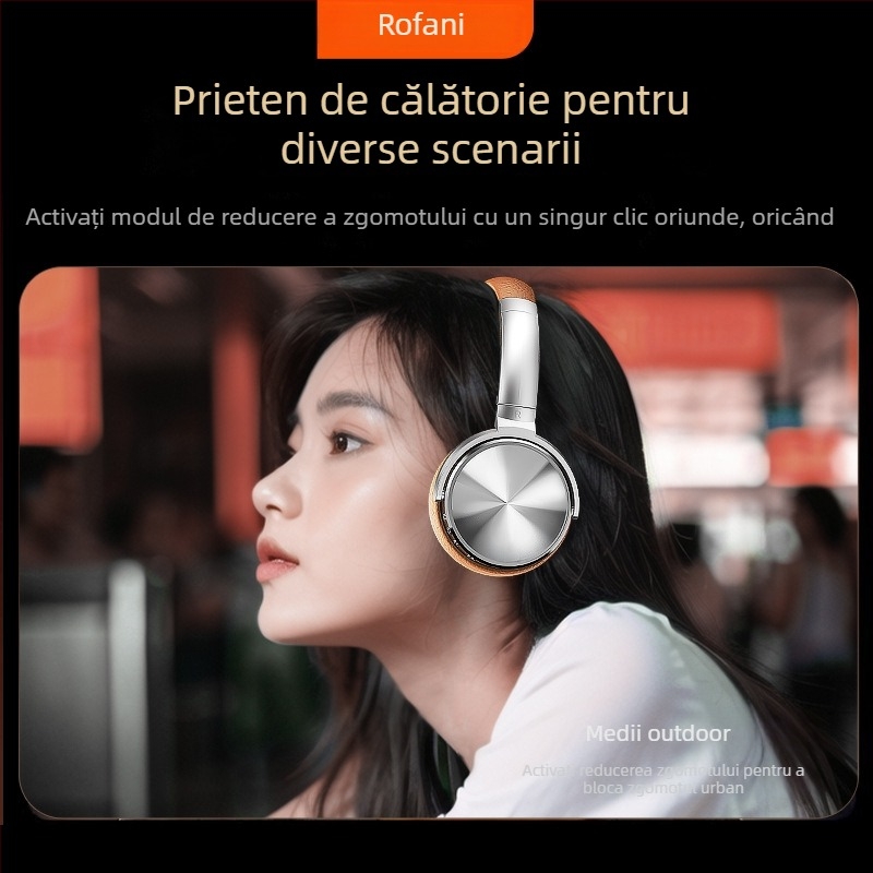Headset cu anulare a zgomotului, Bluetooth 5.4, rază de 10 m, stereo, autonomie 4–8 h