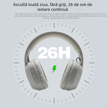 Căști wireless RGB pentru gaming cu microfon, baterie 400mAh, autonomie 26h, încărcare USB-C