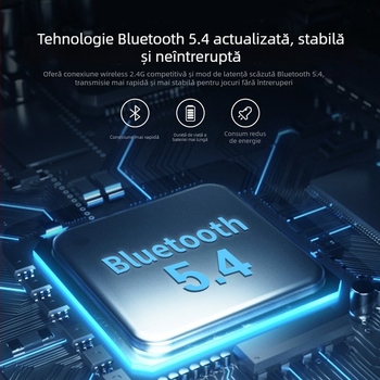 Căști wireless RGB pentru gaming cu microfon, baterie 400mAh, autonomie 26h, încărcare USB-C