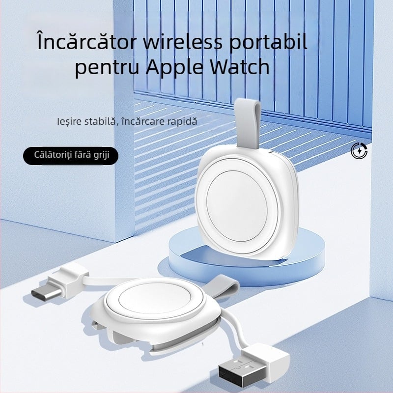 Încărcător magnetic wireless pentru Apple Watch generația 345678 USB-C, PD, design pliabil, încărcare magnetică, până la 5W