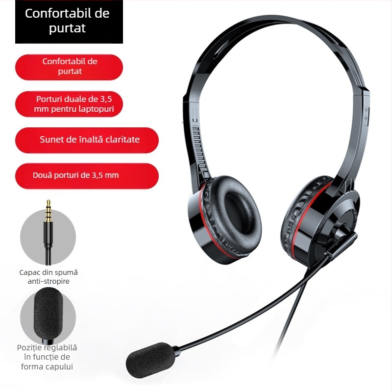 Casca cu fir SH10 pentru echipamente de comunicații, purtare pe cap, 3,5 mm jack (Răspuns în frecvență: 100–10000 Hz; Impedanță: 32 Ω; Lungimea cablului: 2 m)