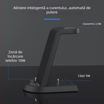 Bază de încărcare wireless verticală 3 în 1, 15W, pentru iPhone