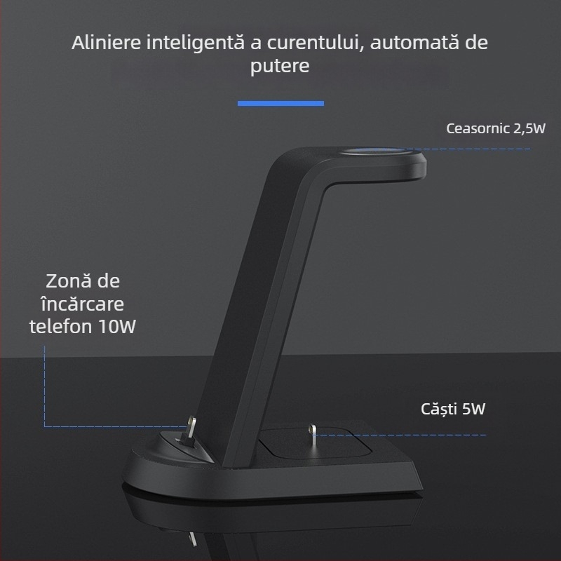 Bază de încărcare wireless verticală 3 în 1, 15W, pentru iPhone