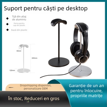 Suport pentru căști din aliaj de aluminiu pentru birou, cu suprafață anti-alunecare, 110 g, model 2023