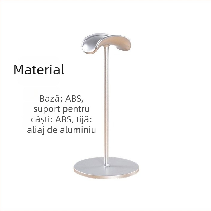 Suport pentru căști din aliaj de aluminiu pentru birou, cu suprafață anti-alunecare, 110 g, model 2023