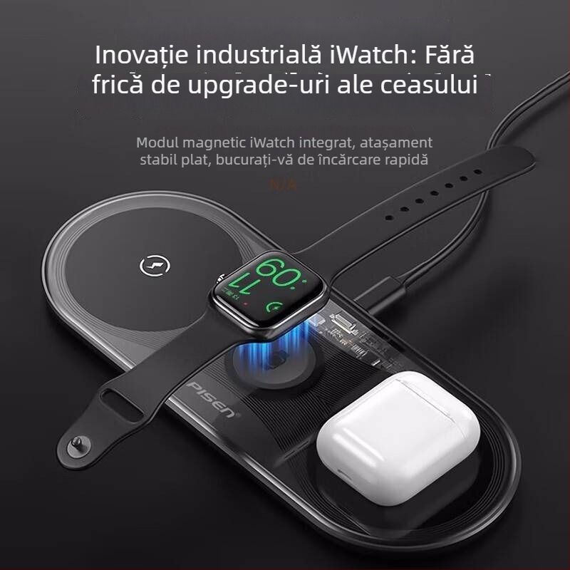 Încărcător wireless trei în unu WX03XY-C40 cu PD, 15W, încărcător universal pentru telefon și ceas