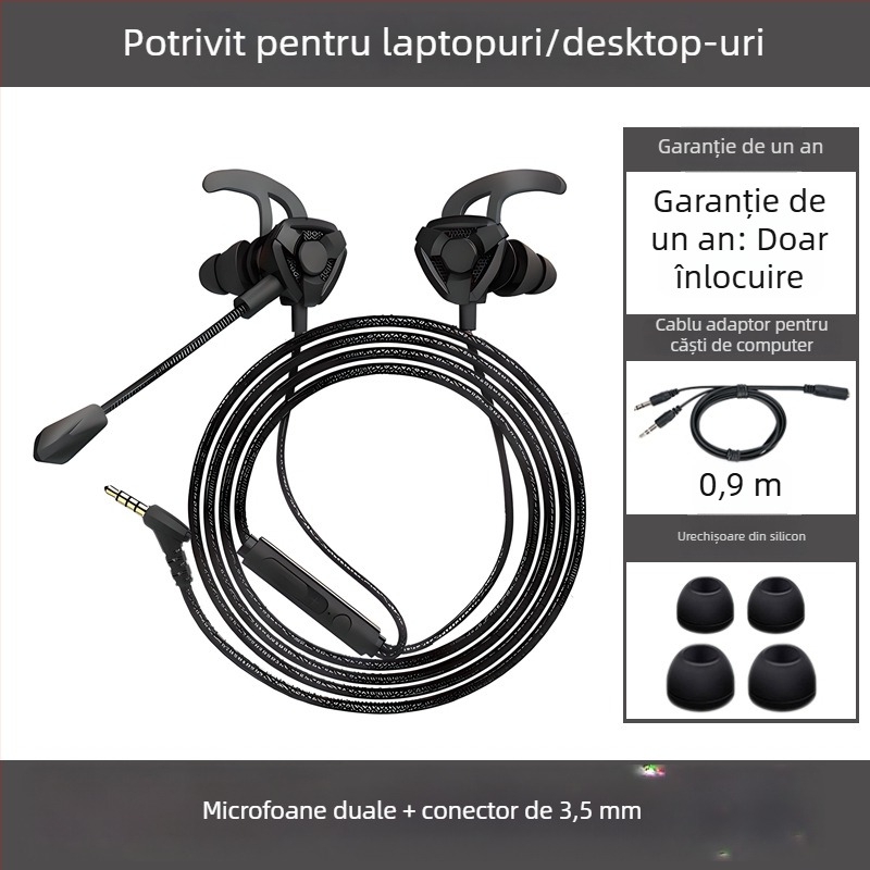 Căști de gaming cu microfon, in-ear, cu fir, pentru PC/Desktop/Laptop, 3,5 mm, 20–20000 Hz, 16 Ω